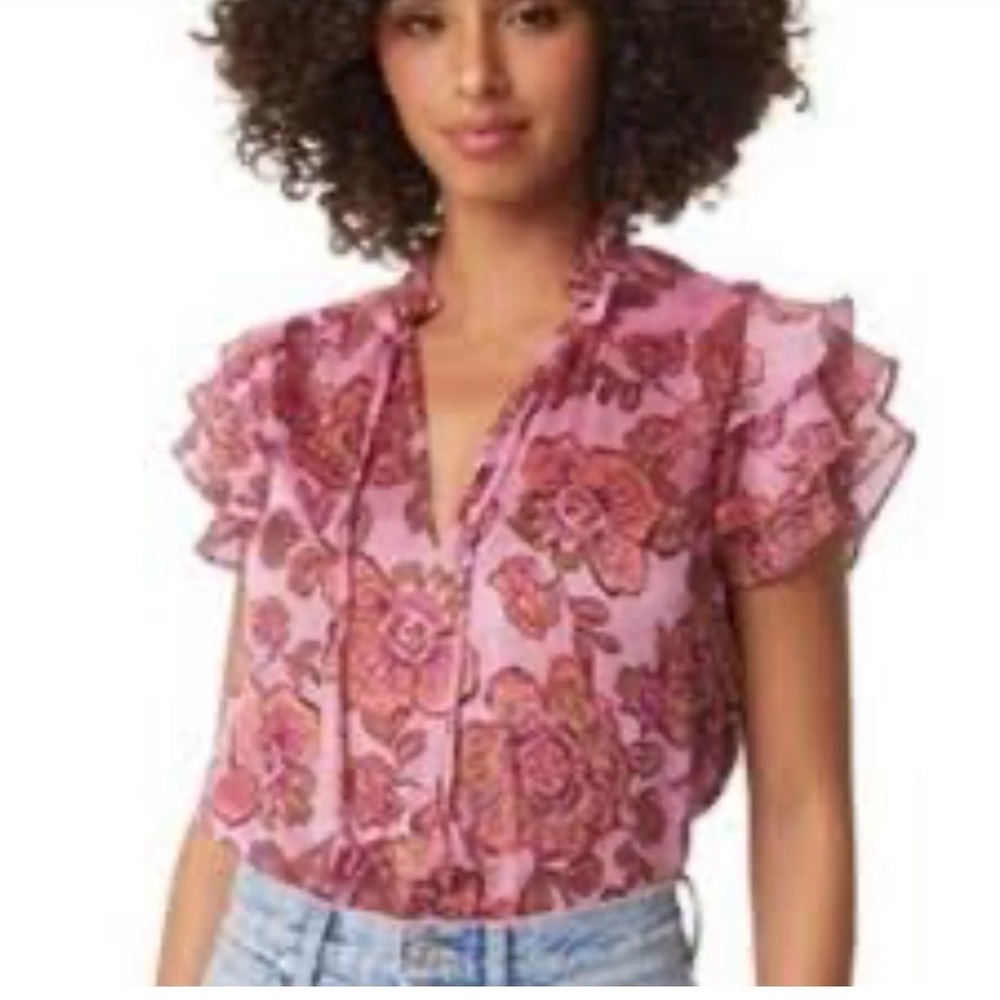 Misa Los Angeles Maria Top Amaranth Pink Floral